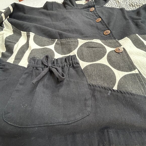 Cupcake International Womens Black White Patchwork Jacket XL Cotton Art To Wear - Picture 7 of 10